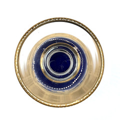 Vintage Interglass Italy Crystal Goblet 24K Gold Trim Cobalt Blue – 1