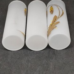 Vtg Set 3 MCM Frosted Hand painted Toms Collins Glasses Tumblers Gold Yellow HTF