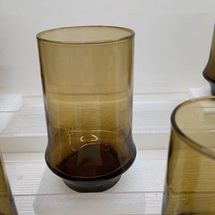 Vtg Libbey Tawny Impromptu Glass Tumblers Set of 5 5″ Smoke Brown Glasses