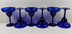 6) Pier 1 Cobalt Blue Margarita Glasses Set Cocktail Drinking Stemware Party Lot