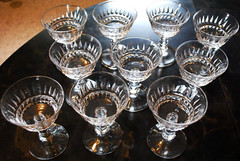 Vtg Set 10 BRYCE WAKEFIELD Champagne/Sherbet Glasses CUT CRYSTAL BALL STEM 4.75″