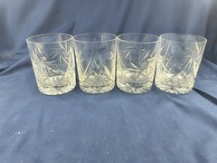 Set Of 4 Rare Ajka Crystal Csopak Old Fashioned Glass 3-3/4″ tall – Hungary