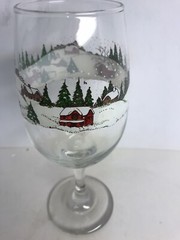 Libbey Currier & Ives Wine/ Water Goblet Christmas Winter Scene Set of 4 7 1/2”