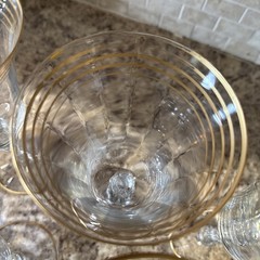 Lot of 6 Tiffin-Franciscan Minton Clear 7-5/8″ Gold Banded Water Goblets READ