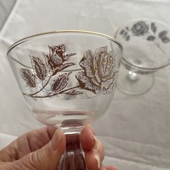 Libbey French Farmhouse Rose Boquet Sherbet/Champagne Glass Set of 4