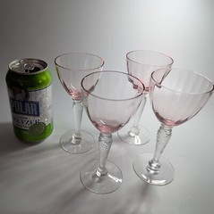 H.C. Fry Glass No. 10 Pattern Cocktail Goblets 4 oz. Pale Pink Bowls Set of 4