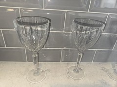Two 8 inch tall Waterford Marquis Wine Glasses. 12 ounce capacity.