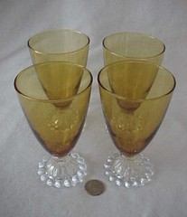 4 VINTAGE ANCHOR HOCKING AMBER BOOPIE BERWICK WATER GOBLET GLASSES EXC. COND