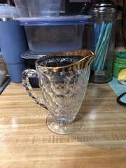 Jeannet depression era thumb print.Crystal Glass Picture With Gold Accent Rim