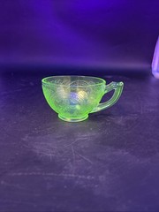 Lot Of 5 Uranium Indiana Glass Horseshoe Cup & Saucer Sets Green Depression GLOW
