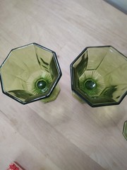 Lot Of 4 Independence Glass Octogonal Green Juice Glass