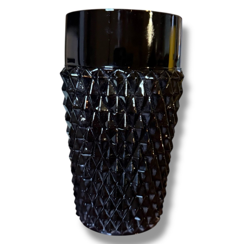 Tiara Exclusive Black Diamond Point Highball Tumbler Indiana Glass USA.