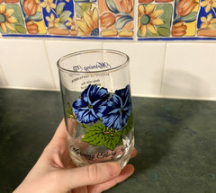 Retro BROCKWAY Flower of the Month Tumbler Glass MORNING GLORY September 1970’s