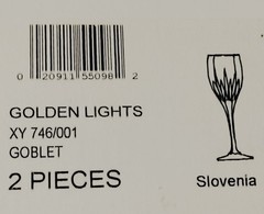 Mikasa ‘Golden Lights’ Crystal Water Goblets/9″ Discontinued Set Of 4/New In Box