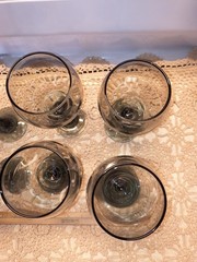 Vintage Wine Glasses 6 Smoke Grey Wine Libbey Goblets 1960-70s