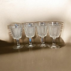 Fostoria ~ «Diamond Point» ~ 5.5” Footed / Stem Iced Tea Goblet ~ GreatCondition