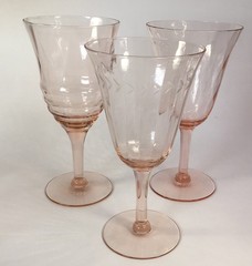 Vintage Pink Depression Glass Stemware 5 Piece Mix &Match Wine Champagne Glasses