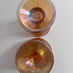 VINTAGE CARNIVAL GLASS / Marigold Crackle By JEANETTE / 2 Glasses / CIRCA 1930