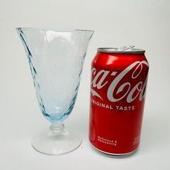 Vtg FOSTORIA GLASS «WAVECREST BLUE» CRYSTAL ICED TEA STEM 6-1/8″ Optic Wave