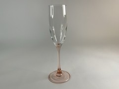 LUMINARC FRANCE Champagne Flute Glass Clear w Rose Pink Stem 8.75″