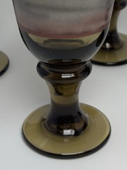 4 Vintage Libbey Glass Nova Brown Burgundy 7”Goblets Tall Drinking Glasses 14Oz.
