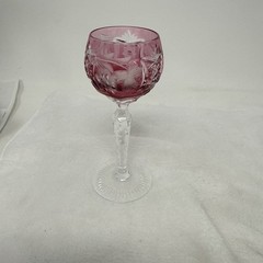 Vintage Echt Bleikristall Cut to Clear Cranberry Pink 4.5 Inch Cordial Glass