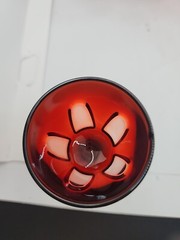 9 Cristal D’ Arques Gothic Ruby Red Cut to Clear Cordial Glass France 3.25″