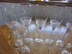 Champagne Blown Pier 1 Applied Swirl Smooth Stem Crystal Blown Glass – Set of 8