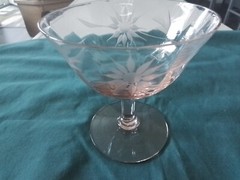 Elegant Pink Wheel Etched Depression Era Champagne Glasses 12pc (#471)