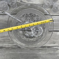 Imperial Cape Cod Glass Punch Bowl, Ladle & 10 Cups Elegant Clear Glass Wedding