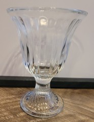 Vintage Rippled Rim 8 Glass Goblets Heavy Glass Pedestal