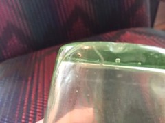Opalescent Vaseline Glass Polka Dot Tumbler 1880s victorian 3-7/8″ tall Vintage