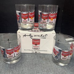 Andy Warhol Campbells Soup Set of 4 Double Old-Fashioned Glasses