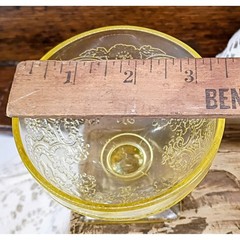 Vintage Yellow Depression Glass Floral Etched Sherbet & Tumbler Set 5pc