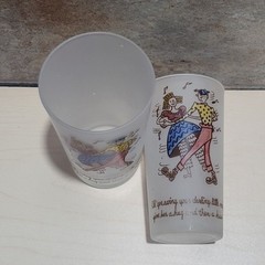 Vintage Square Dance Highball Federal Frosted Glass Tumblers Set of 2