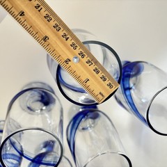 Set Of 6 Libbey Blue Ribbon Glasses 12.8oz. Goblet Tumbler Footed Clear Blue 6″