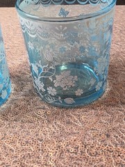 Vintage Polspotten Blue Tumblers with Lace Like Border Set of 2