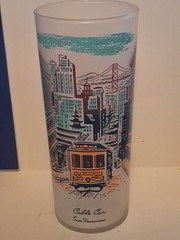 Vintage Libbey San Francisco Cable Car Frosted Highball Glass