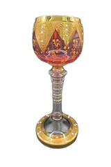 Set Of 6 Hand Painted Cranberry Glasses Liberace Style