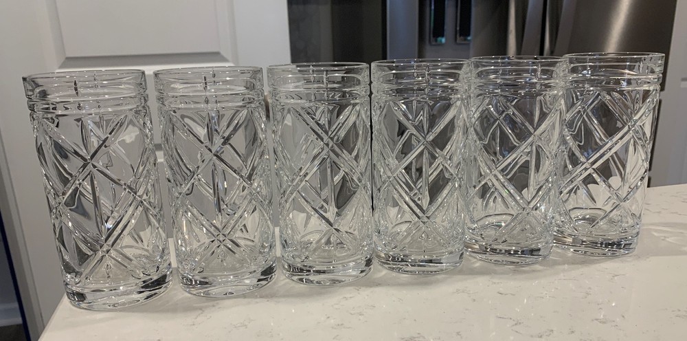 Ralph Lauren Brogan Classic Highball Crystal Glasses Vintage New WO/Tags | Set 4