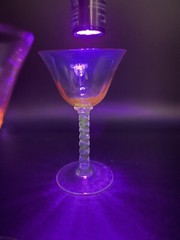 Vaseline Twisted Stem Cordial Glasses, Set 0f 4, 5″ Tall Pink Blue Green Amber