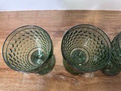 Villeroy & Boch Green Crystal Goblets Set of 4 Textured Wine Water Glasses