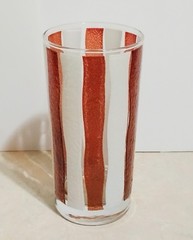 Mid Century Libbey High Ball Cocktail Tumbler Glasses Retro Mod Awning Stripe