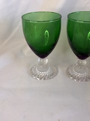 4 Anchor Hocking Bubble Foot GREEN Water Goblets 5 5/8″ Beautiful Color 💕💕💕