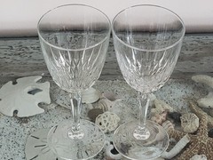 Set Of 4 VINTAGE Crystal Stem Ware Glasses Luminarc Diamante