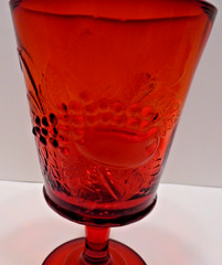 L.G. Wright Ruby Red Glass Strawberry & Currant 1) Goblet 1) Wine Glass Fenton