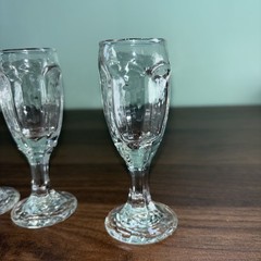 4 Libbey Chivalry Clear Cordial Glasses Discontinued Paneled Texture Faceted