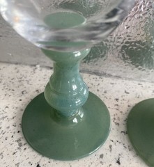 Villeroy & Boch ISABELLE-Set Of 4 -Jade Green Stem water / Wine goblets 6 7/8″
