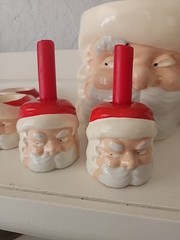 Mid Century Ceramic Santa Serving Set «Raised Eyebrow» Serves 12 Vintage