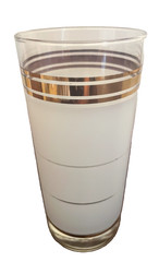 Mid-Century Frosted Highball Glasses with Gold Bands – Set of 4 Vintage Libbey B